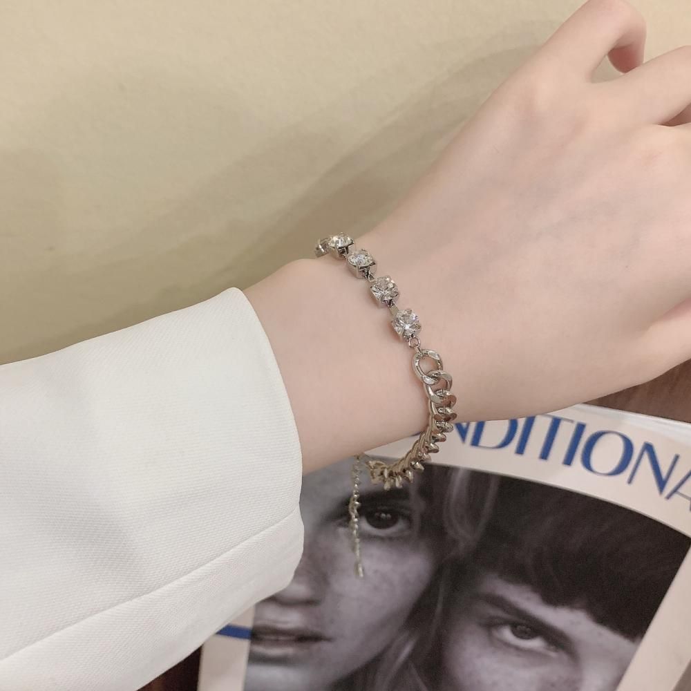 ブレスレット　ラインストーン　1989年購入　アンティーク　コレクターズアイテム Rounded Multi Stone Accent Link Bracelet / Mexico | DÉMODÉ