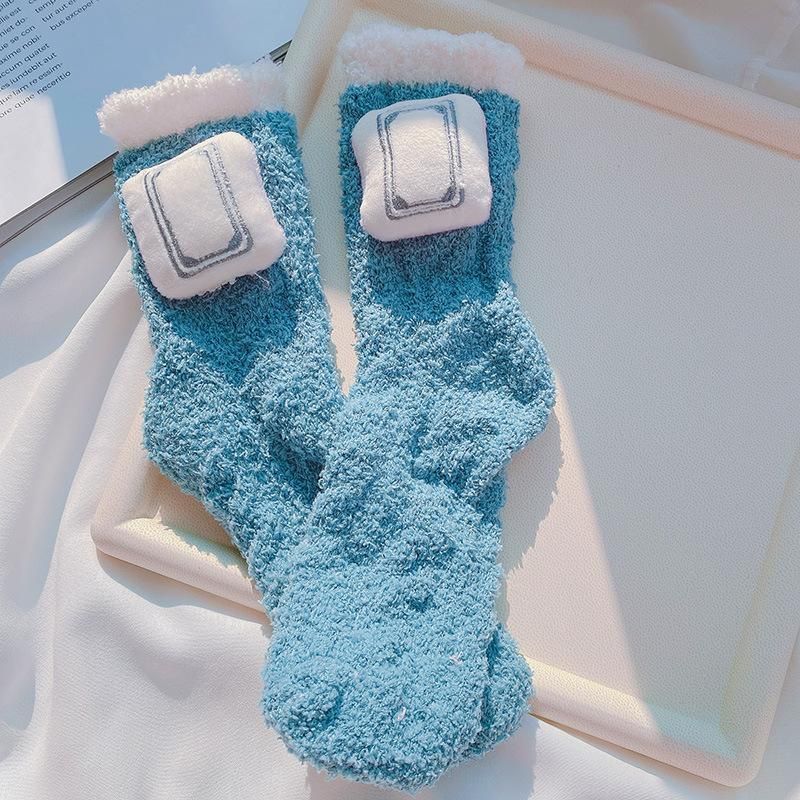 麻雀牌 三元牌 もこもこ ソックス BLUE PINK GREEN YK0659| 麻雀牌の