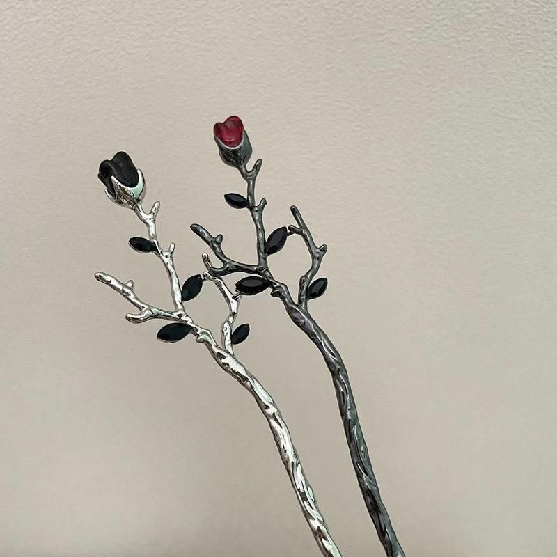 一輪の薔薇 ROSE かんざし BLACK RED | ネットNOISEANDKISSES