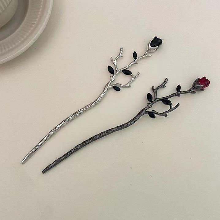 薔薇 かんざし 一輪の薔薇 ROSE かんざし BLACK RED | ネットNOISEANDKISSES
