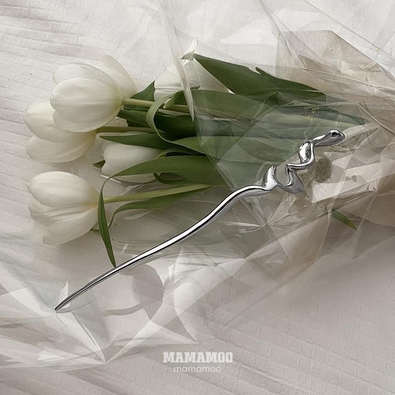 メタリック 18cm かんざし BLACK SILVER | メタルデザイン