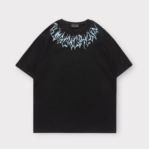 BLUE ロゴ刺繍 半袖 Tシャツ BLACK［SALE］