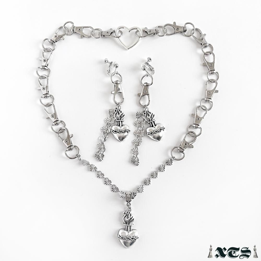 XTS ハート コラソン チェーン ネックレス SILVER TS0293