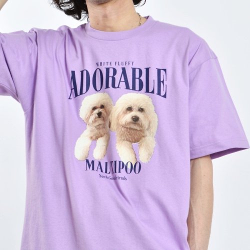 アニマルプリント Tシャツ DOG PURPLE