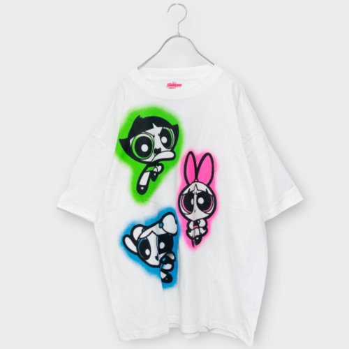 The Powerpuff Girls ネオンプリント OVER Tシャツ WHITE