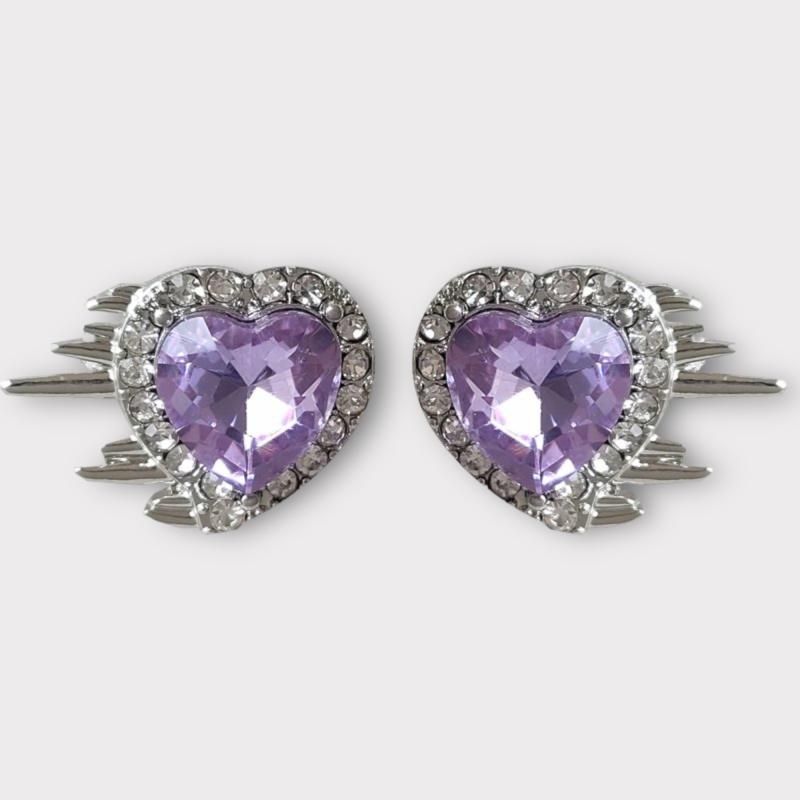 ビジューハート ピアス イヤリング PURPLE | 可愛い韓国系
