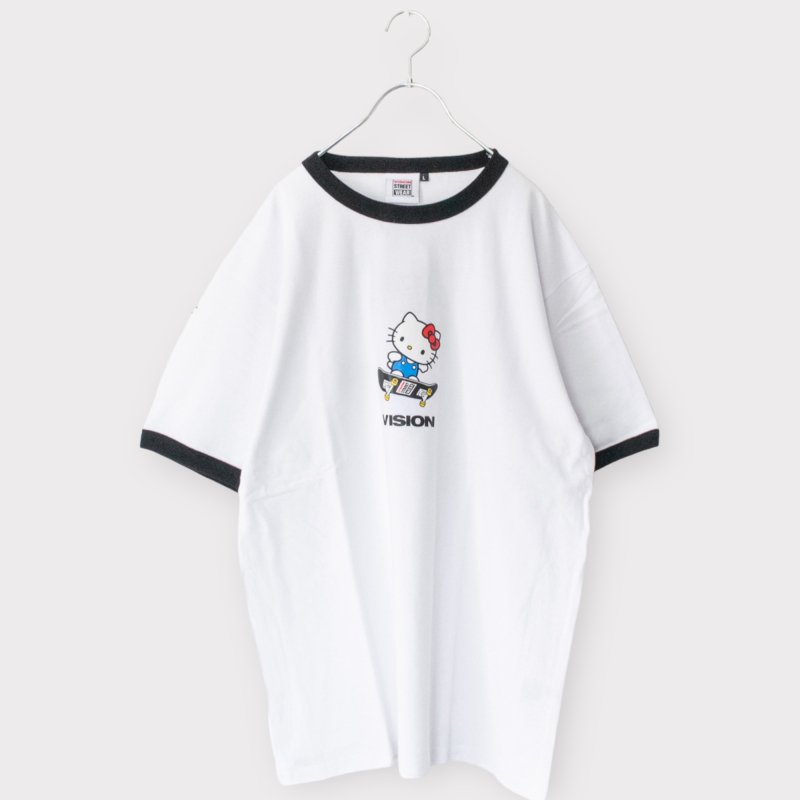 VISION STREET WEAR x HELLO KITTY リンガー スケボーロゴ Tシャツ