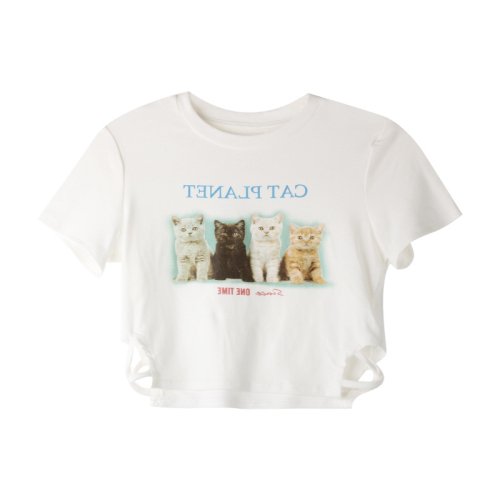 KITTY CAT サイドオープン プリント Tシャツ WHITE ［SALE］1000円均一