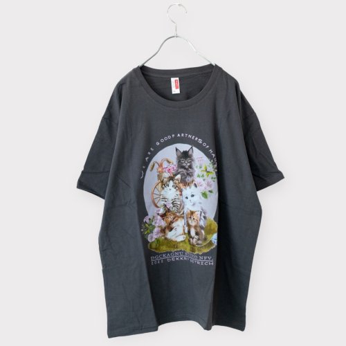 CATS 猫プリント Tシャツ CHARCOAL