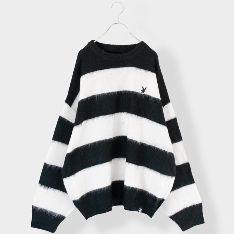 もけもけボーダーニット モケモケボーダーシャギーニット（ニット/セーター）｜sedacle