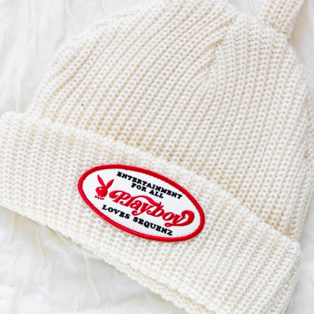 Play Boy Loves SEQUENZ バニー ビーニー うさ耳 ニット帽 WHITE
