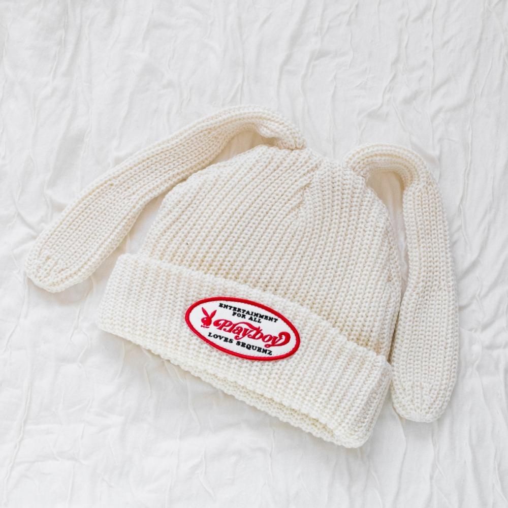 Play Boy Loves SEQUENZ バニー ビーニー うさ耳 ニット帽 WHITE