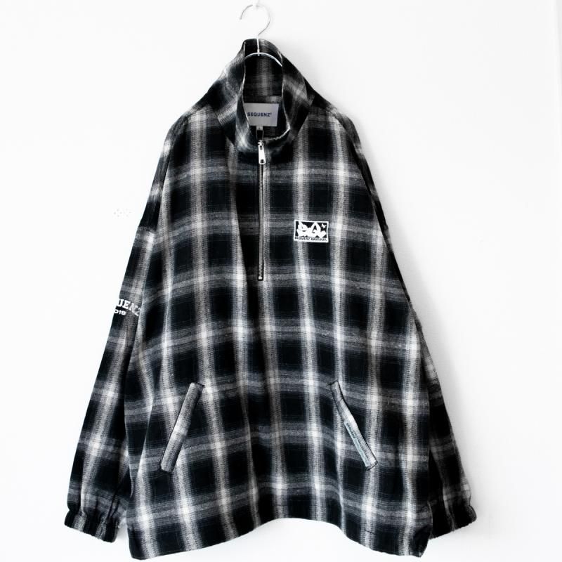 SEQUENZ OMBLE MILITARY 1/3 ZIP JACKET チェック ユニセックス
