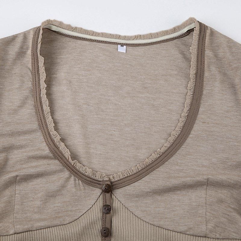 Y2Kフィット長袖トップス | BEIGE - NOISEANDKISSES｜トレンド