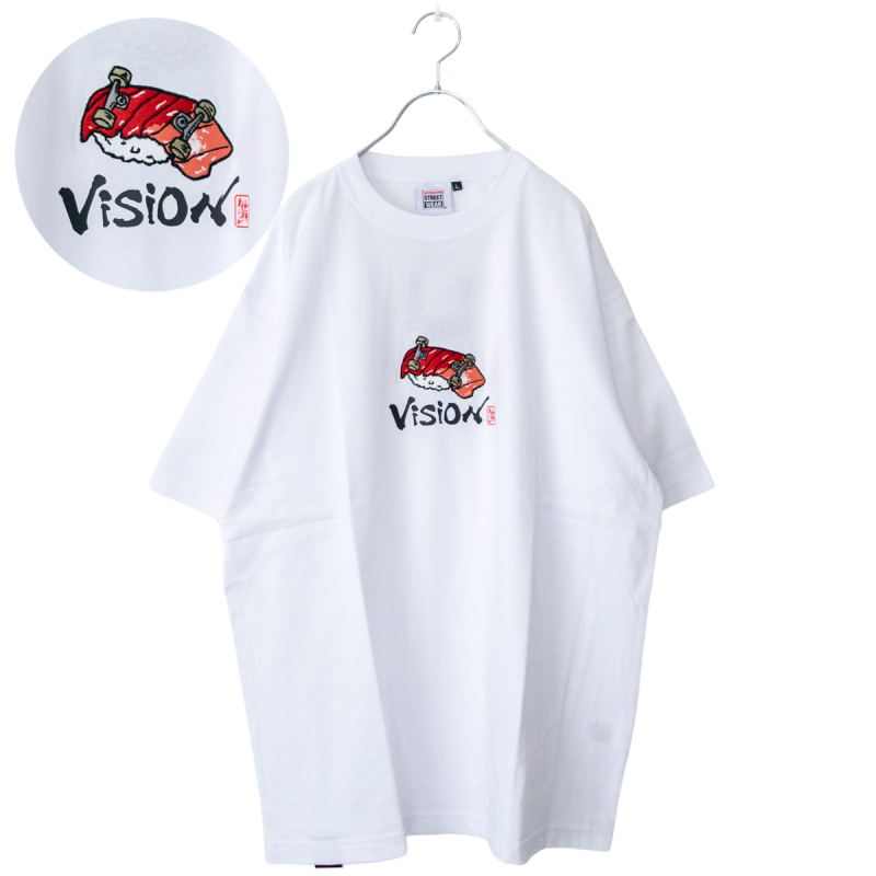 すし様 VISION STREET WEAR 寿司 スケートボード Tシャツ | WHITE A