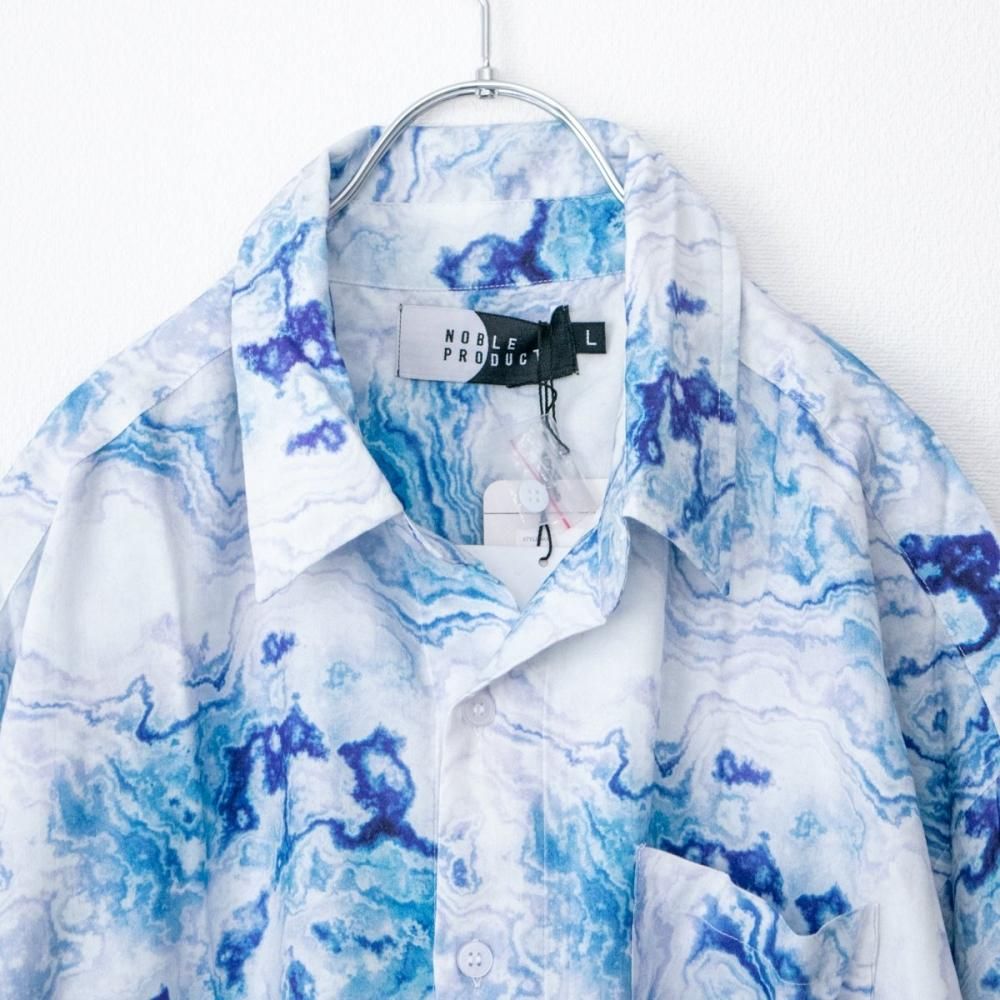 マーブル総柄レーヨン総柄シャツ|BLUE - NOISEANDKISSES
