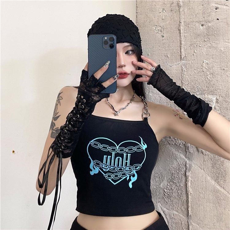 ハートチェーンストラップキャミソール | BLACK［SALE