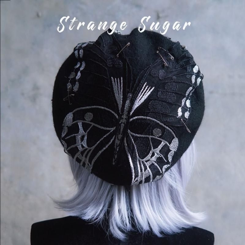 GOTHIC 蝶々 ベレー帽 | ブラック - NOISEANDKISSES｜ストリート