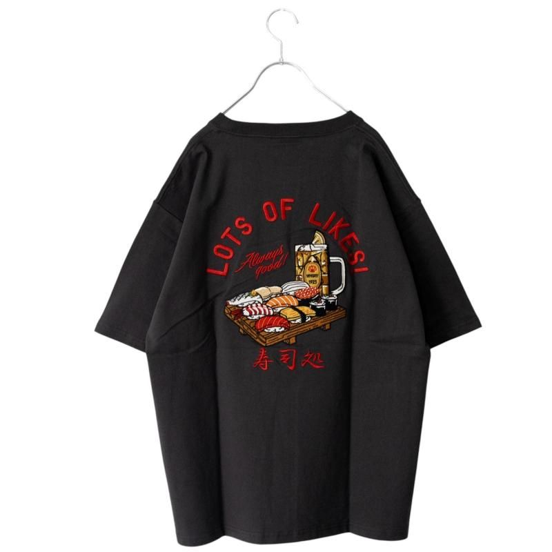 寿司刺繍Tシャツ | CHARCOAL - NOISEANDKISSES｜ストリート