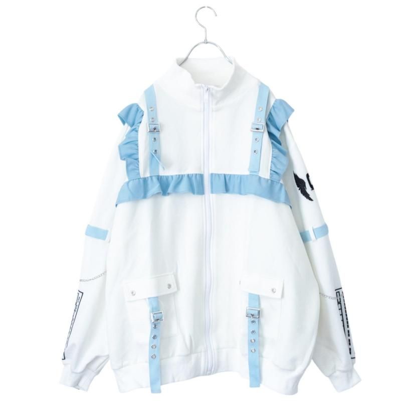ACDCRAG 初音ミク フリルジャケット WHITE/PASTEL BLUE 初音ミク フリルジャケット – ACDC RAG
