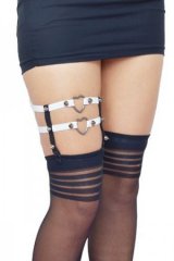 Double ハート-Ring Studs Clip Garter BK/WH［SALE］