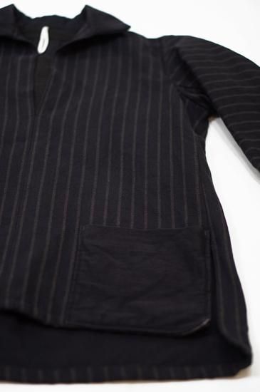 【美品！】Fisherman smock黒白ステッチキャンバス生地ユーロワーク 美品！】Fisherman smock黒白ステッチキャンバス生地ユーロ