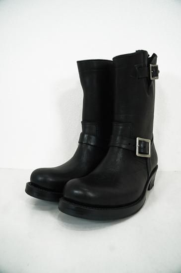 BACKLASH 黒 レザー エンジニアブーツ バックル付き BACKLASH（バックラッシュ） ジャパンショルダー製品染めエンジニア