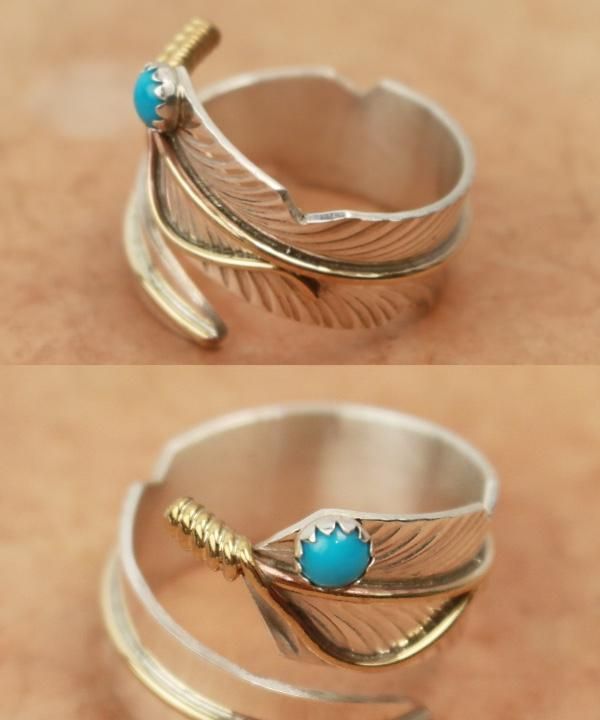 ナバホ族 NAVAJO クリス トム Chris Tom作 アンバーリング 指輪