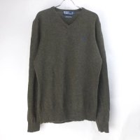 【30%オフ】 ラルフローレン　　Vネック ラムウール　セーター　OLV(sale商品)