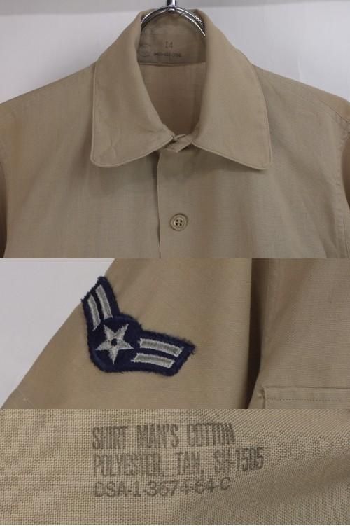 米軍 実物 半袖 チノシャツ M 米軍 オフィサー カーキ 半袖 チノシャツ コットン 60's 半袖