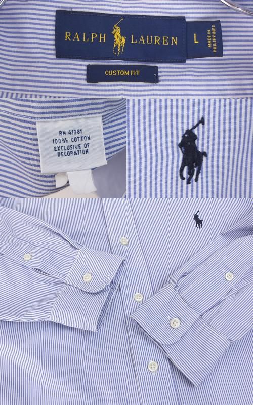 RALPH LAUREN クロップド丈 リメイク 長袖シャツ 古着 Mサイズ 古着 JAMリメイク ルーズトップス ラルフローレン Ralph Lauren