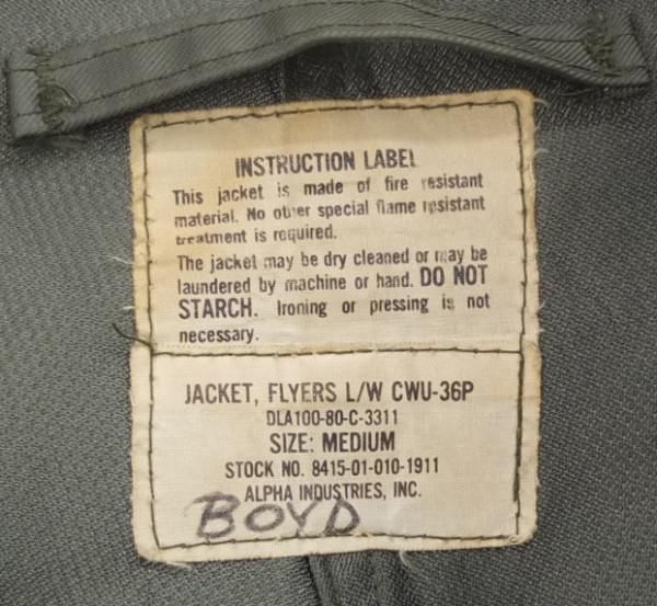 フライトジャケット CWU 36/P 初期型 MEDIUM 米軍 実物 古着屋 フライトジャケット CWU 36/P 初期型 MEDIUM 米軍 実物 古着屋
