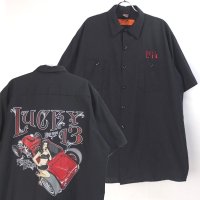 Lucky 13 半袖　ワークシャツ　XL RED KAP【メール便可】