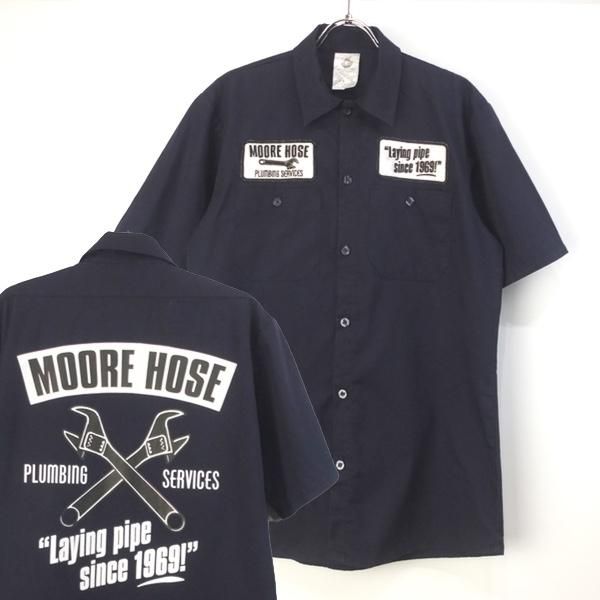 MOORE HOSE 半袖 ワークシャツ 古着屋 hooperdoo 半袖シャツ MOORE HOSE 半袖 ワークシャツ 古着屋 hooperdoo 半袖シャツ