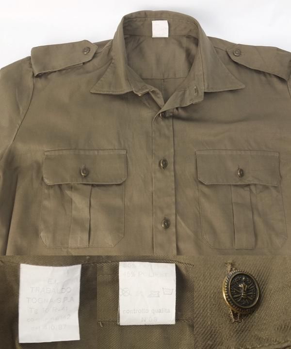 イタリア軍 半袖 サファリシャツ 古着屋 hooperdoo ミリタリー イタリア軍 半袖 サファリシャツ 古着屋 hooperdoo ミリタリー