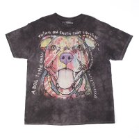 A DOG IS THE ONLY THING..犬 ムラ染め Tシャツ　古着 【メール便可】