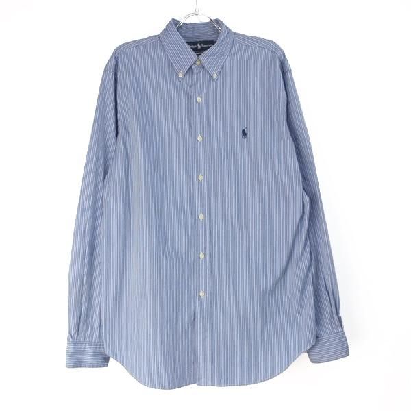 ラルフローレン polo ストライプボタンダウンシャツ リペア 古着