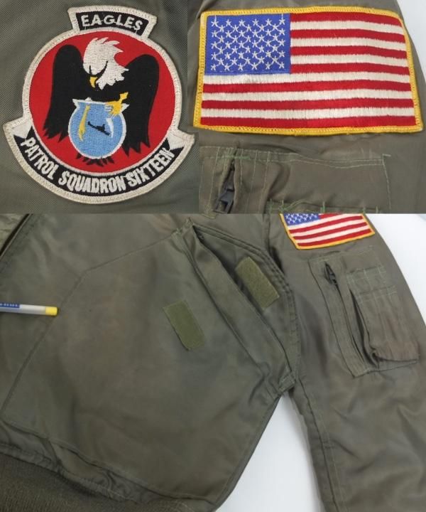フライトジャケット CWU-36/P LARGE VP-16 パッチ 米軍 1987年