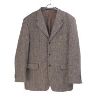【20%オフ】 ハリスツイード　ウール テーラードジャケット  BRN　大きいサイズ(sale商品)