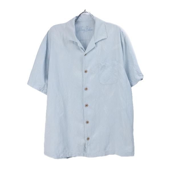 トミーバハマ メンズ リネンシャツ ブルー 半袖 XL トミーバハマ 半袖 シルクシャツ 水色 #44 Tommy Bahama 古着屋