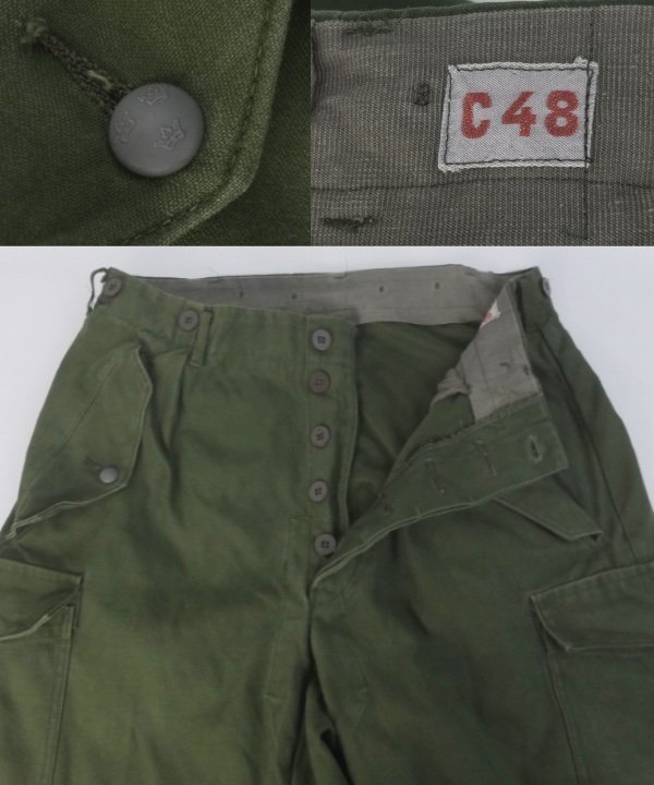 スウェーデン軍 M59 パンツ 前期 すそベルト付き C48 実寸W32弱L31.5 古着屋 hooperdoo 軍パン/ミリタリーパンツ 古着通販