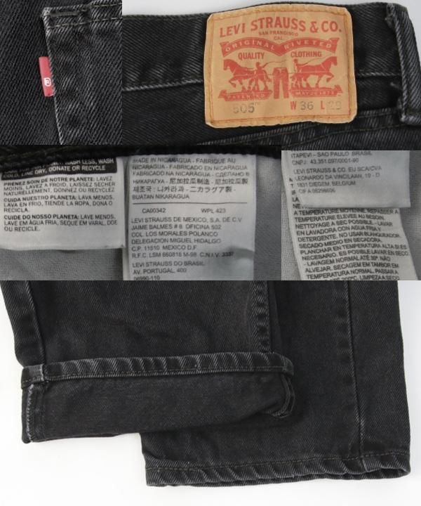 リーバイス 505 ブラック デニムパンツ 表記W36L29実寸W36L28