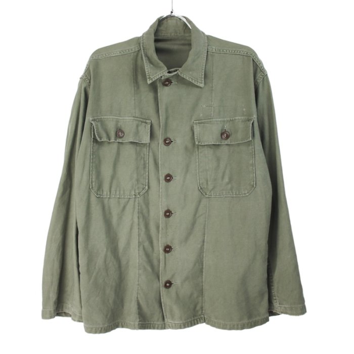 米軍 コットンサテンユーティリティ  シャツ 筒袖 60年代 