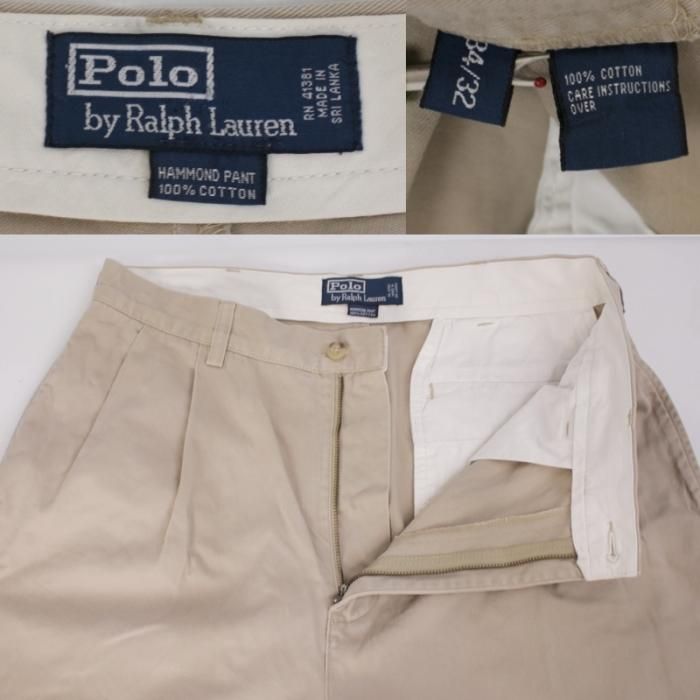 polo ラルフローレン 2タック チノパンツ 実寸W33L32 ハモンド polo ラルフローレン 2タック チノパンツ 実寸W33L32 ハモンド
