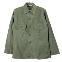 米軍 コットンサテン ユーティリティシャツ 筒袖 14.1/2x32 64年 実物 ミリタリーシャツ