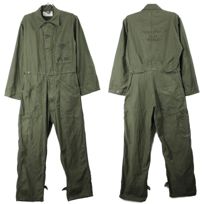 USMC コットンサテン カバーオール つなぎ バックステンシル USMC コットンサテン カバーオール つなぎ バックステンシル
