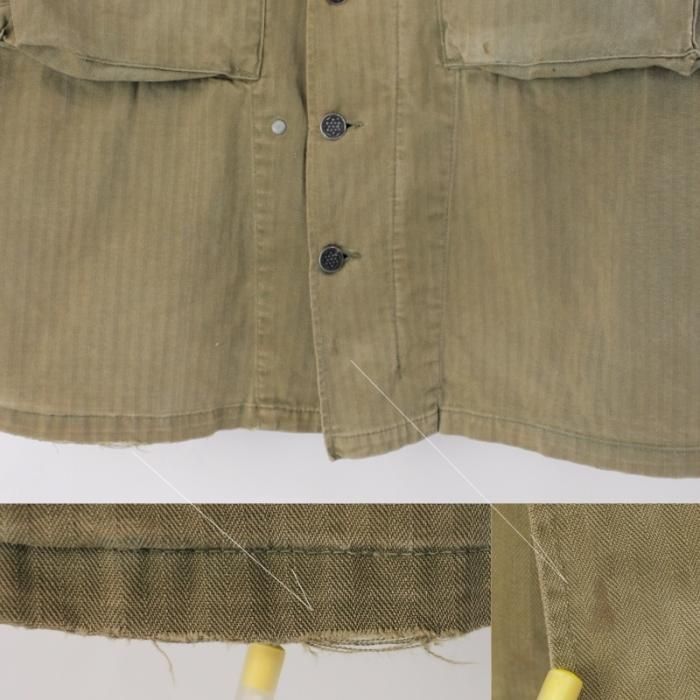 米軍 M-43 HBT ジャケット13スターボタン ガスフラップ付き 40's 米軍 M-43 HBT ジャケット13スターボタン ガスフラップ付き 40's