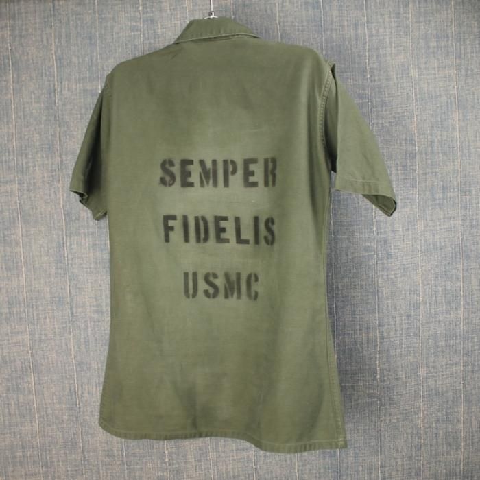 米軍 コットンサテン 半袖 ユーティリティシャツ USMC リサイズ 米軍 コットンサテン 半袖 ユーティリティシャツ USMC リサイズ
