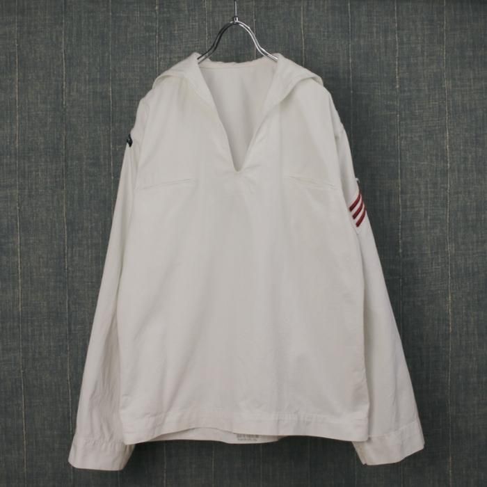 古着】米軍実品 U.S.NAVY DSCP セーラーシャツ プルオーバー 白