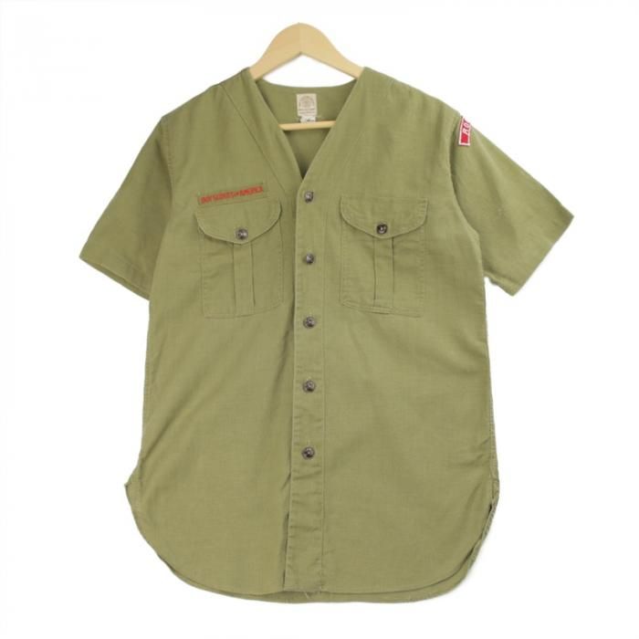 60'sマチ付き vintageボーイスカウトシャツ 20%オフ】 ノーカラー ボーイスカウトシャツ 半袖 60's マチ付き